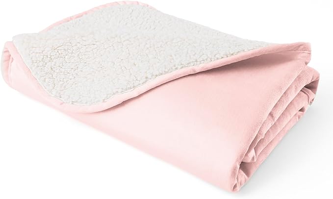 Bigbeer Waterproof Dog Blankets for Medium Dogs, Washable Pet Blanket for Indoor Cats, Plush Sherpa Puppy Throw Furniture Protector for Bed Couch Sofa(30"x40",M,Pink)