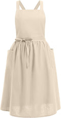 ODIZLI Frill Apron for Women Cotton Cross Back Vintage Ruffle Apron for Garden Cooking Aprons