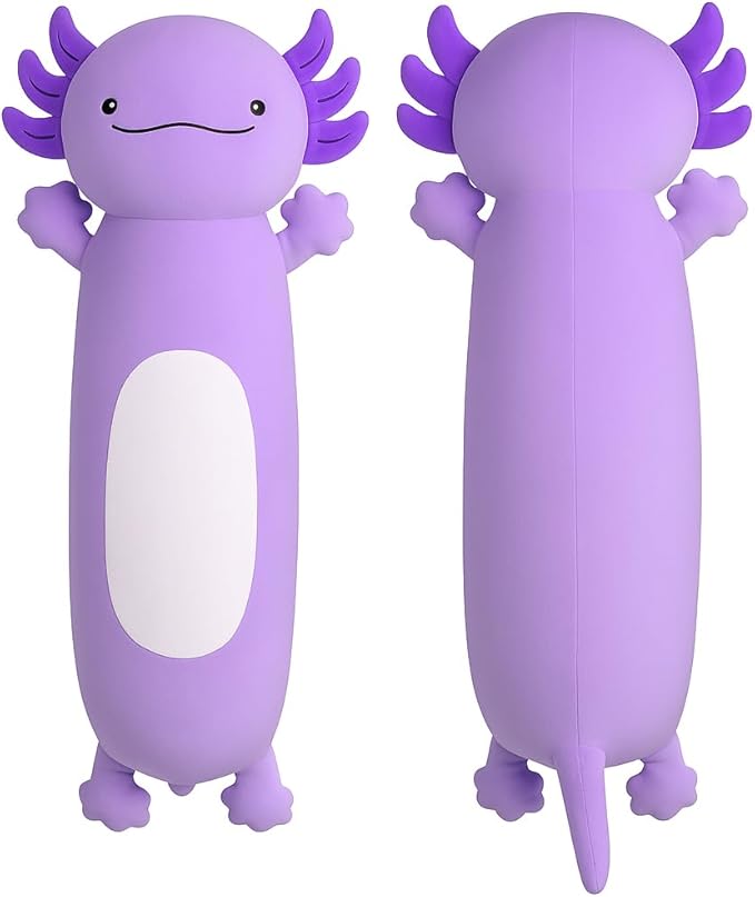 Dalmao 36 inch Cute Giant Purple Axolotl Plush Soft Body Pillow, Large Squishy Plushies Axolotl Stuffed Animals Toy, Gifts for Kids Boys Girls Birthday, Halloween, Christmas