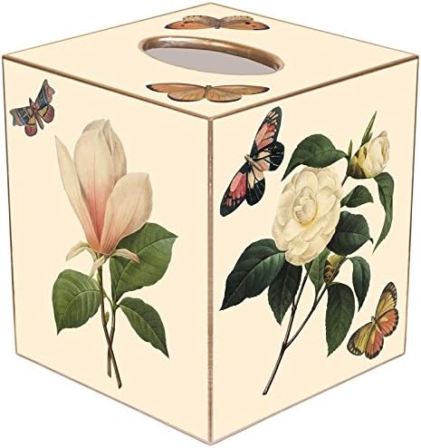 Marye-Kelley Ivory Magnolia & Peony Tissue Box Cover (Wood)