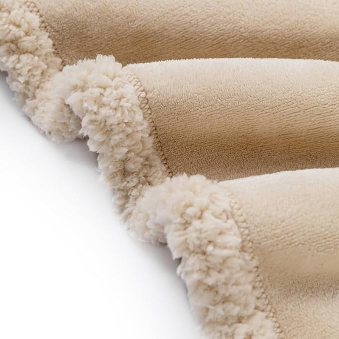 Maidewow Waterproof Dog Blanket Reversible Pet Bed Cover Puppy Fluffy Cream Blankets Leakproof Sofa Couch Cover Cat Pet Blanket for Warm Washable-L