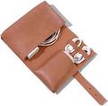 DUWUZEST Vintage Pu leather Electronic organizer travel case,cord organizer travel, Leather charger shortage for essentials mouse, adapter, cables (vintage brown)