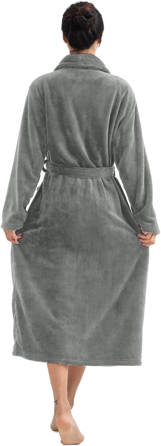 RONGTAI Womens Bathrobe Ladies Fleece Plush Warm Long Robes Fleece Nightgown Sleepwear