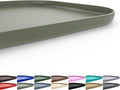 SMILOOL Silicone Pet Feeding Mat with Raised Edge for Food and Water, Dog Bowl Mats, Cat Bowls Placemat with High Lip for Floor Waterproof, Rubber Tray for Cats and Dogs 19 x 12 x0.7 Light Olive Green