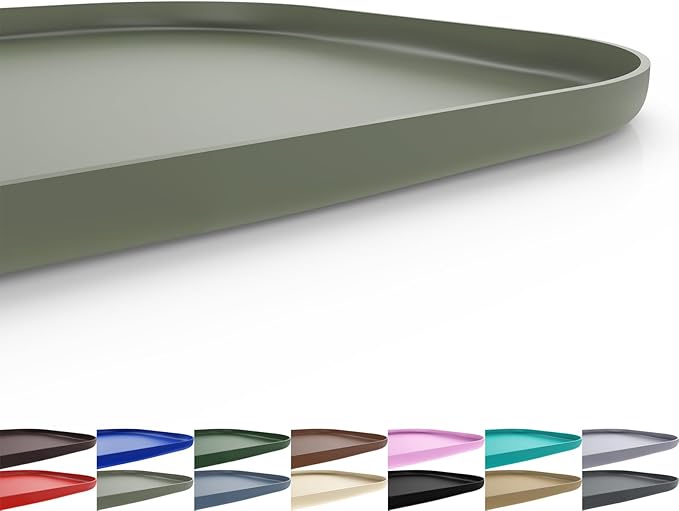 SMILOOL Silicone Pet Feeding Mat with Raised Edge for Food and Water, Dog Bowl Mats, Cat Bowls Placemat with High Lip for Floor Waterproof, Rubber Tray for Cats and Dogs 24 x 16 x0.8 Light Olive Green
