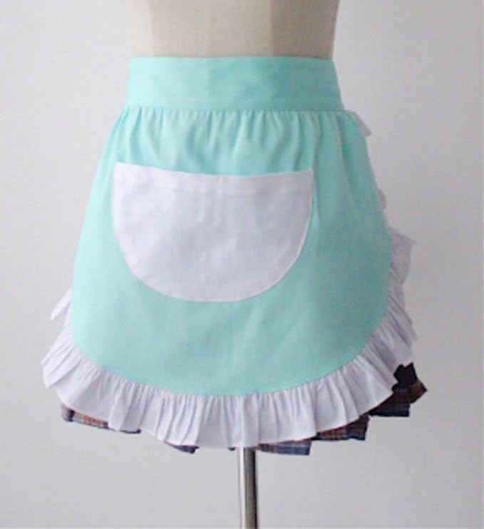 CRB Fashion Waist Apron Kitchen Cooking Restaurant Cotton Bistro Half Aprons with Pockets For Woman