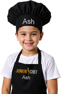 Made in the USA Personalized Embroidered Premium Child Apron and Chef Hat for Kids Girls Boys Fun in the Kitchen Gift (JuniorChef, Long with hat)