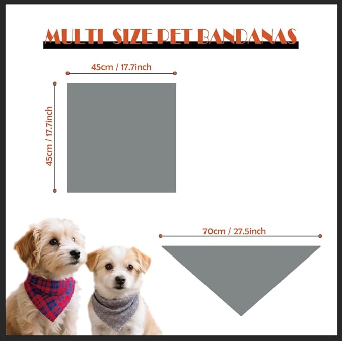 Pemilosci Double Layers Two Tones Dog Cotton Square Bandana Bibs Scarf Kerchief for Small Medium Dogs Boy or Girl - DCB03 O&B