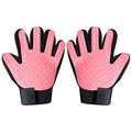 Efficient Pet Grooming Glove - Gentle Shedding Brush for Dogs, Cats, Horses, & more with Long & Short Hair - 1 Pair (Pink)