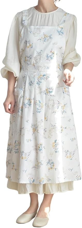 Japanese apron Women-Cross Back Apron for Women with Pockets, Pinafore Aprons, Womens Cotton Linen Apron
