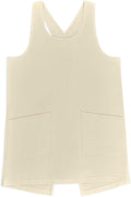 Solino Home Cross Back Linen Apron with Pockets for Gardening, Kitchen - Creamy Ivory Pinafore Smock Apron 100% Pure Linen for Men & Women - Handcrafted from European Flax