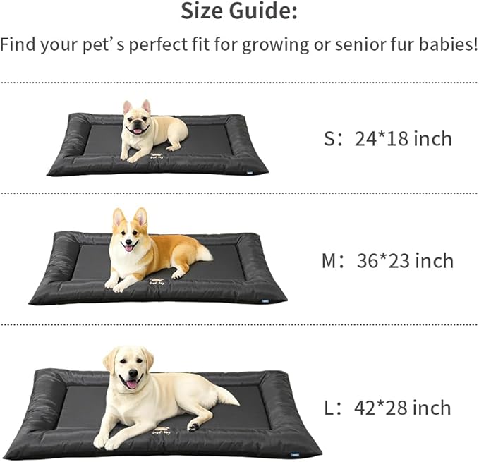 SOMAHE Dog Bed for Dog Crate Oxford Puppy Crate Pad Waterproof Pet Beds Outdoor Cage Mat Easy Rinse Black 42×28×3 Inch