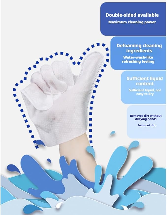 Dog Shampoo Mitts Pet Bath Wipes, Pet Cleaning Deodorizing Glove Wipes for Dogs & Cats,Fragrance-Free, Gentle Grooming Mittens for Sensitive Skin (3Pcs)