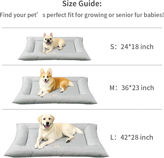 SOMAHE Dog Bed for Dog Crate Oxford Puppy Crate Pad Waterproof Pet Beds Outdoor Cage Mat Easy Rinse Grey 36×23×3 Inch