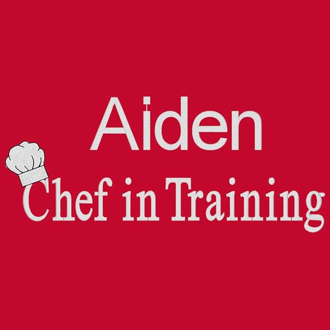 Made in the USA Personalized Embroidered Premium Child Apron and Chef Hat for Kids Girls Boys Fun in the Kitchen Gift (Chef in Training, Regular with hat)