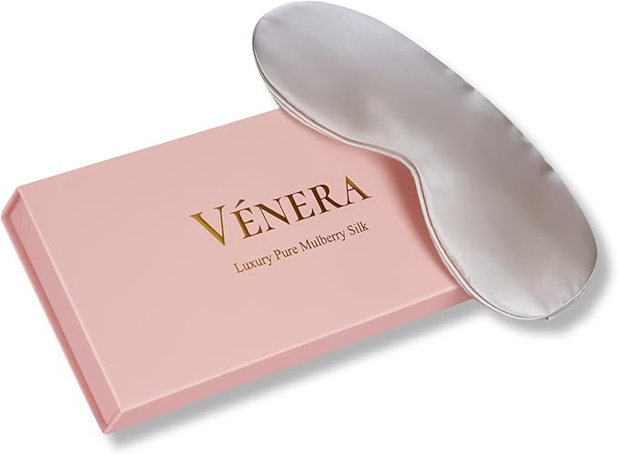 VÉNERA Silk Eye Mask - 100% Pure Mulberry 22 Momme Silk Sleep Mask (Silver Gray)