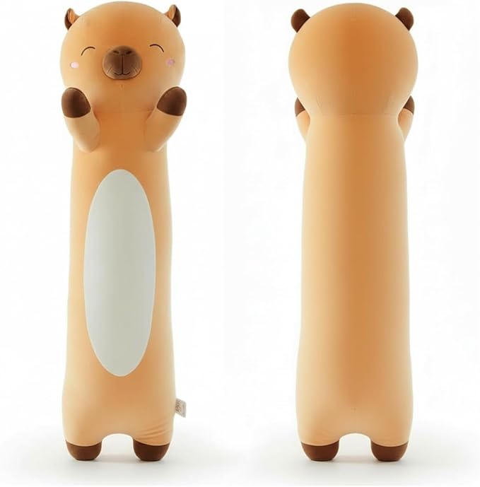 Shuoopen Long Capybara Plush Body Pillow Giant Stuffed Animal Soft Kids Sleeping Pillow, Kawaii Cute Capybara Plushies for Girls Boys Birthday (Brown,60cm/23.6inch)