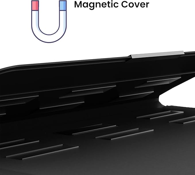 INVZI MacBook Sleeve, Vegan Leather Bag Compatible with 13”/14" MacBook Air, MacBook Pro 14 inch M3 M2 M1 2021-2024, Compact Design with Invisible Stand (Black)
