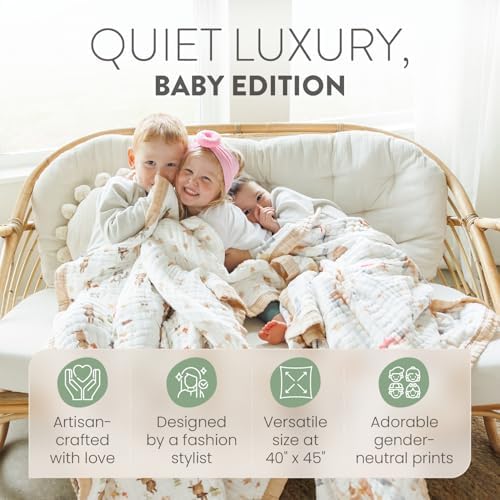 Organic Cotton Muslin Baby Blanket for Boys and Girls - Luxurious Soft Toddler Quilt for Swaddling - Gender Neutral Blanket - Baby and Toddler Gift - Rubber Duck