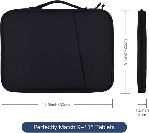 9-11 Inch Tablet Sleeve Case for 11-Inch iPad Pro M5 M4/Air M2 M3 2024 2025/Air 10.9"/Samsung Galaxy Tab S11 S9 S8 11"/A8/A9+,Samsung Galaxy Tab S7/A7/S6 Lite 10.4"/S5e/S4/S3/S2/S/Pro/Note Pouch-Black