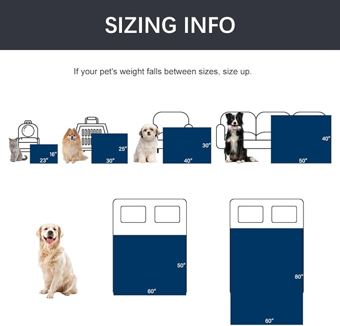 Qeils Dog Blankets for Large Dogs - Waterproof Cat Blanket Washable - Sherpa Fleece Puppy Blanket, Soft Plush Reversible Throw Protector for Bed Couch Car Sofa, 60"X80", Grey