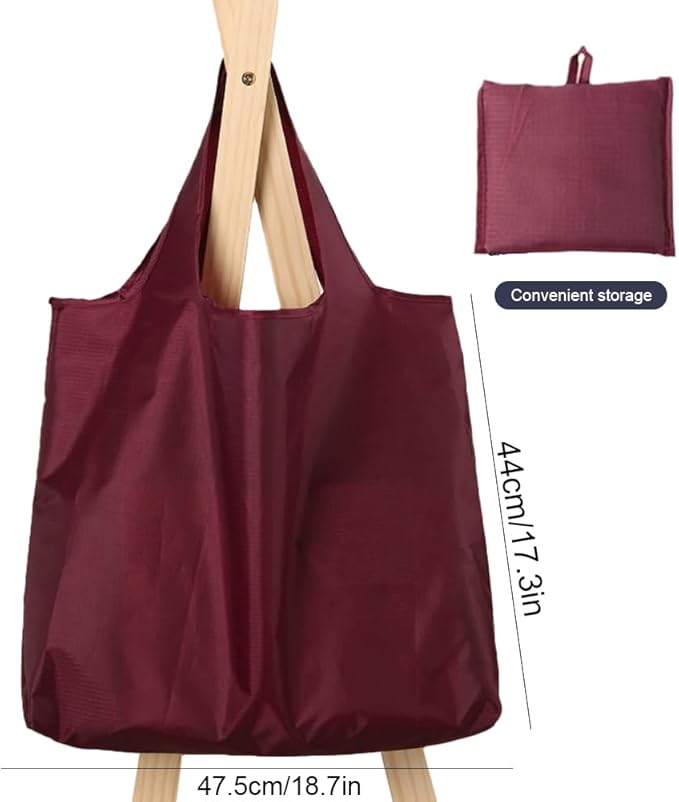Ksheria Large 50lbs Heavy Duty Reusable Foldable Grocery and Shopping Tote Bags - Washable Polyester Bags in Pocket