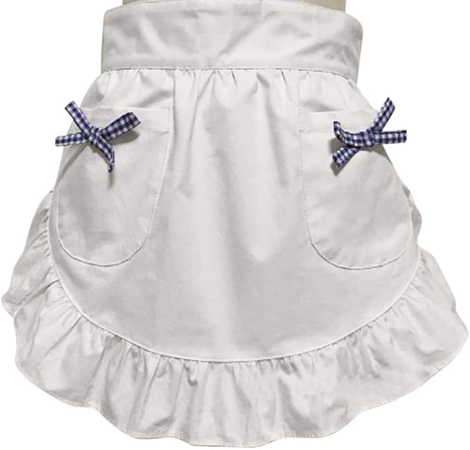 CRB Fashion Waist Apron Kitchen Cooking Restaurant Cotton Bistro Half Aprons with Pockets For Woman