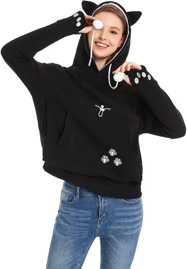 LINYUCHEN Cat Dog Pouch Hoodie Large Pet Pouch Sweatshirt Puppy Kitten Holder Carrier Pullover Shirt Unisex Hoodies