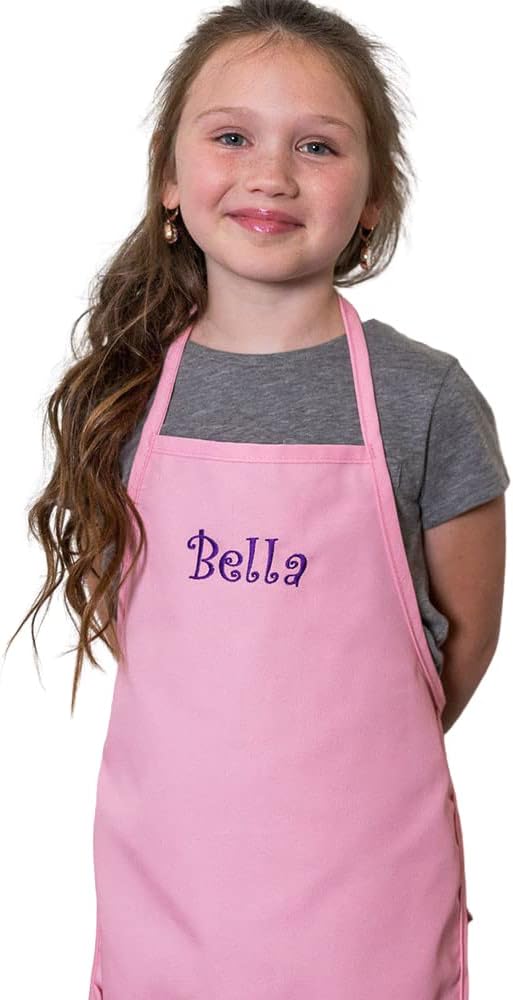 Made in USA Personalized Embroidered Premium Child Apron for Kids Girls Boys Fun Kitchen Chef Gift