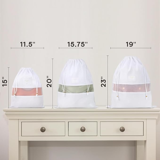 Hayden Hill Luxury Organic Cotton Dust Bags For Handbags - 3 Pack Mixed Sizes - Purse Storage, Shoe Bags and Handbag Protectors For Closet - Certified Carbon Neutral