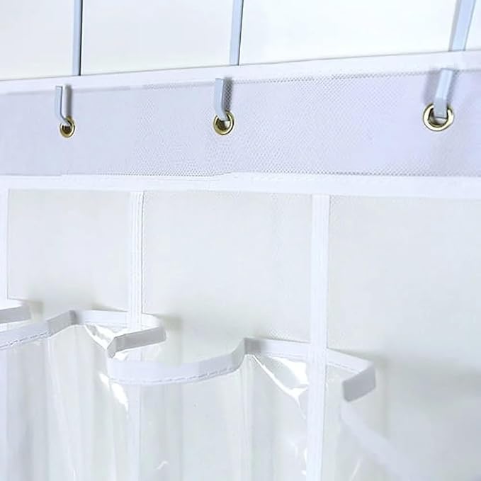 24-Compartment Back-Door Non-Woven Fabric Shoe Organizer Bag, Arctic White