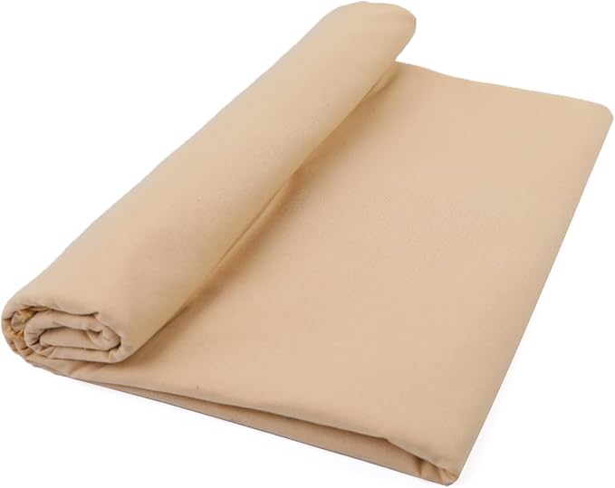 Cotton Fabric Natural Cotton Poplin Fabric by The Yard 100% Cotton, 59 Inches Wide Soft Embroidery Fabric Material for Quilting, Sewing, Crafts, Binding, Backing and Lining (Beige, 5 Yard)