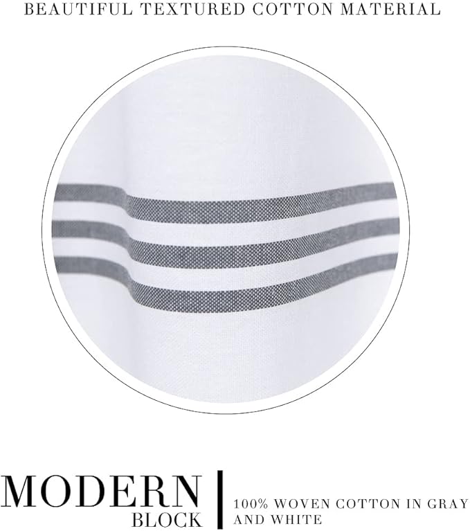 HALL & PERRY Modern Farmhouse Tassel Shower Curtain 100% Cotton Striped Fabric Shower Curtain with Tassels for Bathroom Décor (Grey 3, 72"x72")