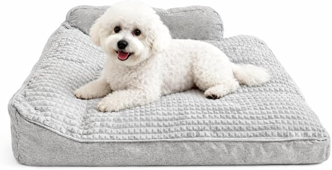 Dog Beds for Small Dogs, Warm & Cozy Calming Bed with Reasonable Curves, Extra Thick Soft Fluffy Comfortable Dog Crate Pad with Sides for Non-Slip Bottom (Grey, 20" L x 14" W x 8" Th)