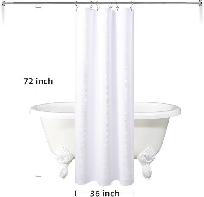 LaCyan 3 in 1 Waterproof Waffle Weave Shower Curtain and Clear Liner Set with 6 Stainless Steel Hooks Double Sided for Bathroom 72 Inches Heavy Duty Polyester Fabric Shower Curtains 36x72