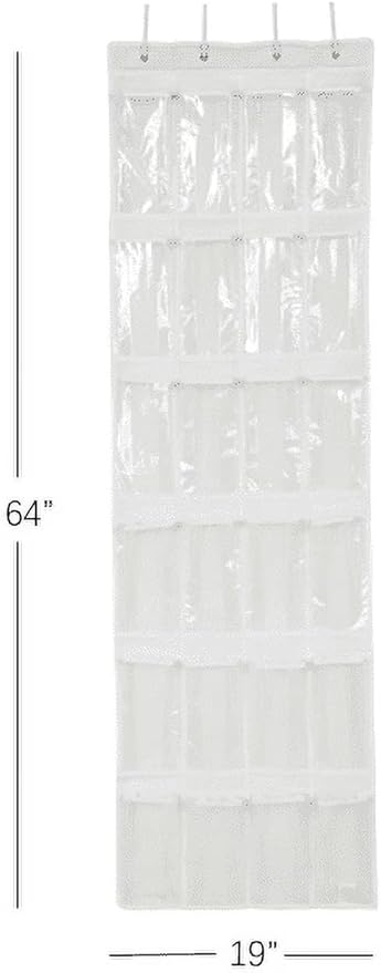 24-Compartment Back-Door Non-Woven Fabric Shoe Organizer Bag, Arctic White