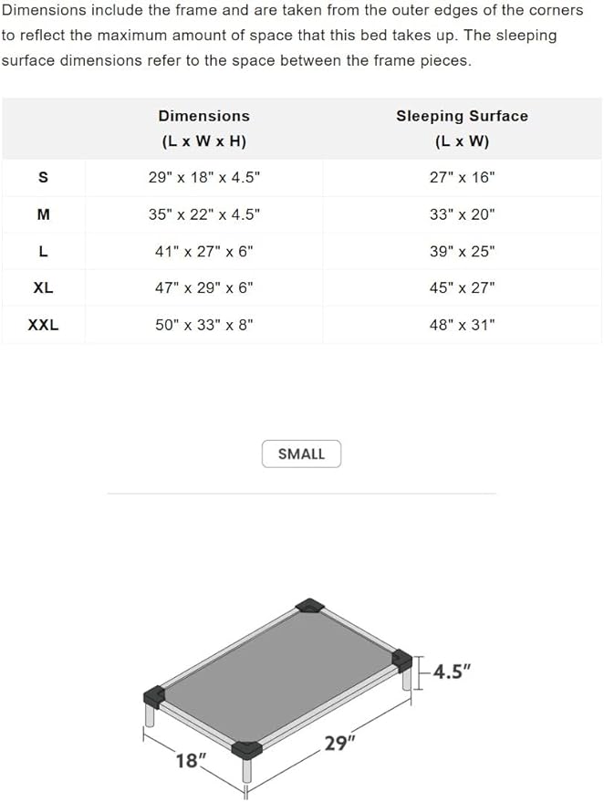 K9 Ballistics Chew Proof Elevated Cooling Outdoor Cot Bed for Small Dogs & Puppies - Virtually Indestructible, Preassembled, Withstands Aggressive Chewers - S, Ripstop Blue Quartz