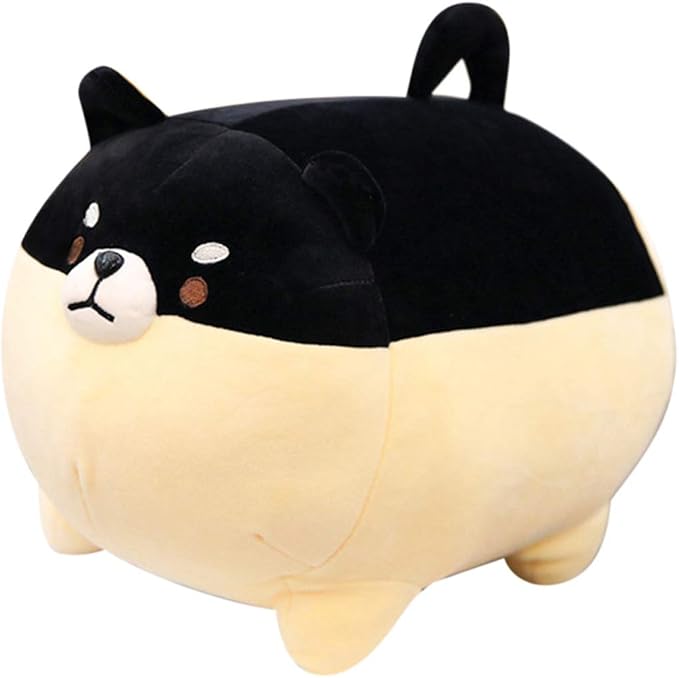EHOTONG Shiba Inu Dog Plush Pillow, Corgi Stuffed Animal Plush Toy Hug Pillow Gifts for Girl Boy (Black, 11.8in)