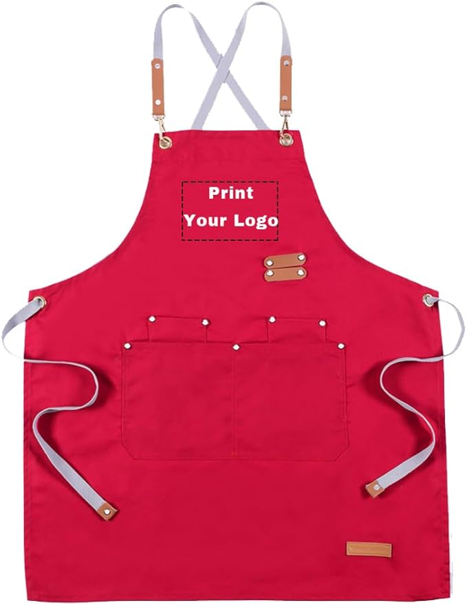 YOWESHOP Personlized Chef Apron Cross Back Apron with Adjustable Straps Canvas Embroidered & Printing