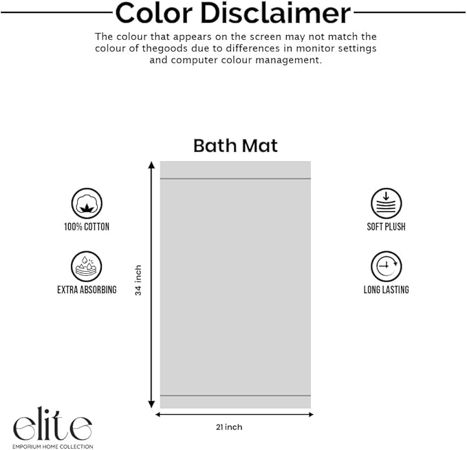 ELITE Emporium Home Collection 2-Piece Cotton Bathroom Mat Set, 21" x 34" - 100% Cotton, Absorbent, Quick-Dry, Bath Towel Mats for Bath Floor, Silver [Not a Bathroom Rug]