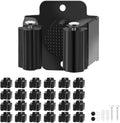 Yiows Broom Holder Wall Mount, 24PCS Broom Hanger Wall Mount, Stainless Steel Heavy Duty Mop Holder Broom Mop Hanger Wall with Screws, Garden Outdoor Tool Organizer Rack Broom Hanger (Black)