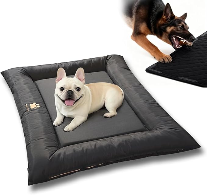 SOMAHE Cat Bed for Cats Crate Oxford Puppy Crate Pad Waterproof Pet Beds Outdoor Cage Mat Easy Rinse Black 24×18×3 Inch