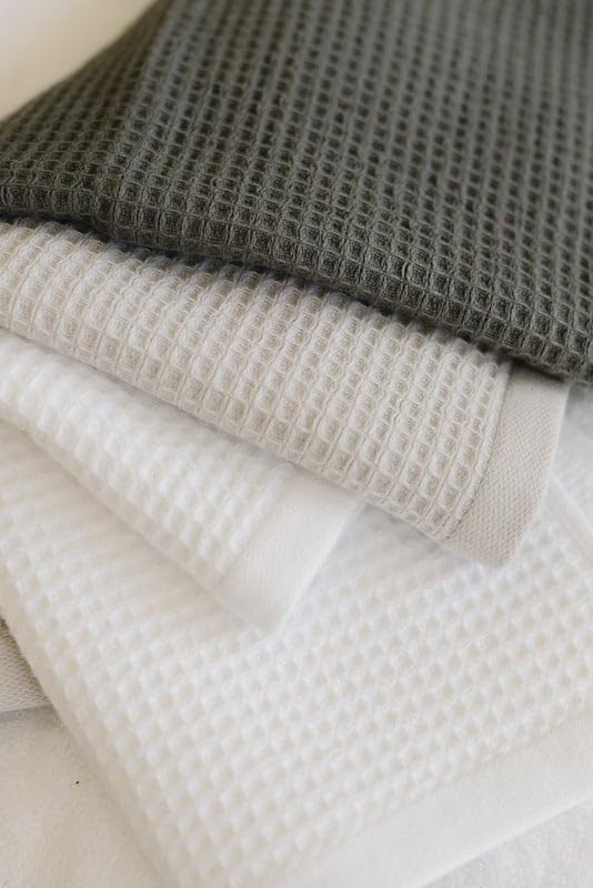Cozy Earth Waffle Washcloths - 60% Cotton 40% Viscose from Bamboo Washcloths 13 x 13 Inches - Soft & Absorbent Terry, Reversible Mini Textured Waffle & Weave Pattern - 4 Pack