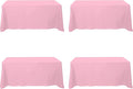 BRILLMAX 4 Pack Pink Tablecloths for 6 Foot Rectangle Tables 90 x 132 Inch - 6ft Rectangular Bulk Linen Polyester Fabric Washable Cloth Cover for Wedding Reception Banquet Birthday Party