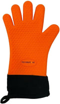 Orange Heat Resistant Oven Gloves, Silicone Kitchen Mitts, Non-Slip Pot Holder Gloves, 1 Size Fits All, Water Proof Men & Women Kitchen Glove for Cooking,Baking,BBQ, Single Glove