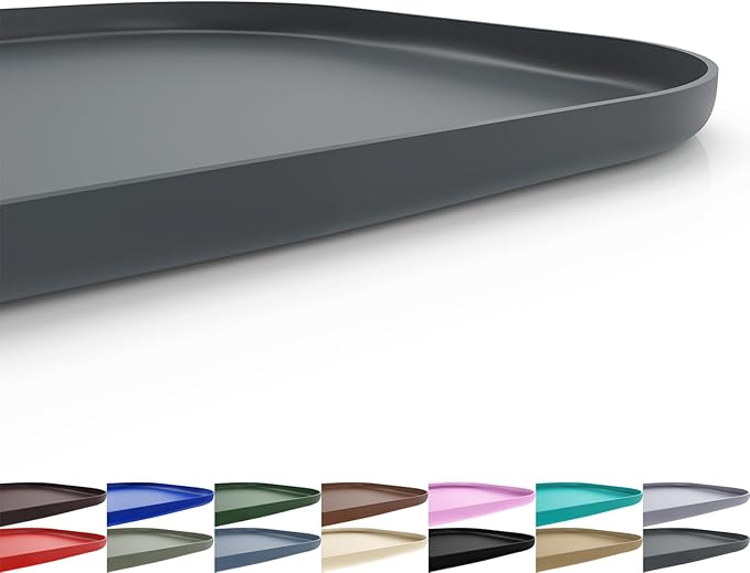 SMILOOL Silicone Pet Feeding Mat with Raised Edge for Food and Water, Dog Bowl Mats, Cat Bowls Placemat with High Lip for Floor Waterproof, Rubber Tray for Cats and Dogs 19 x 12 x 0.7 Dark Grey
