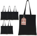BUOGIO 6 Pack Black 10oz Plain Canvas Tote Bags Bulk Blank Reusable Shopping Bag 14" x 15.5" for Custom Printing, Promotional, Gifts