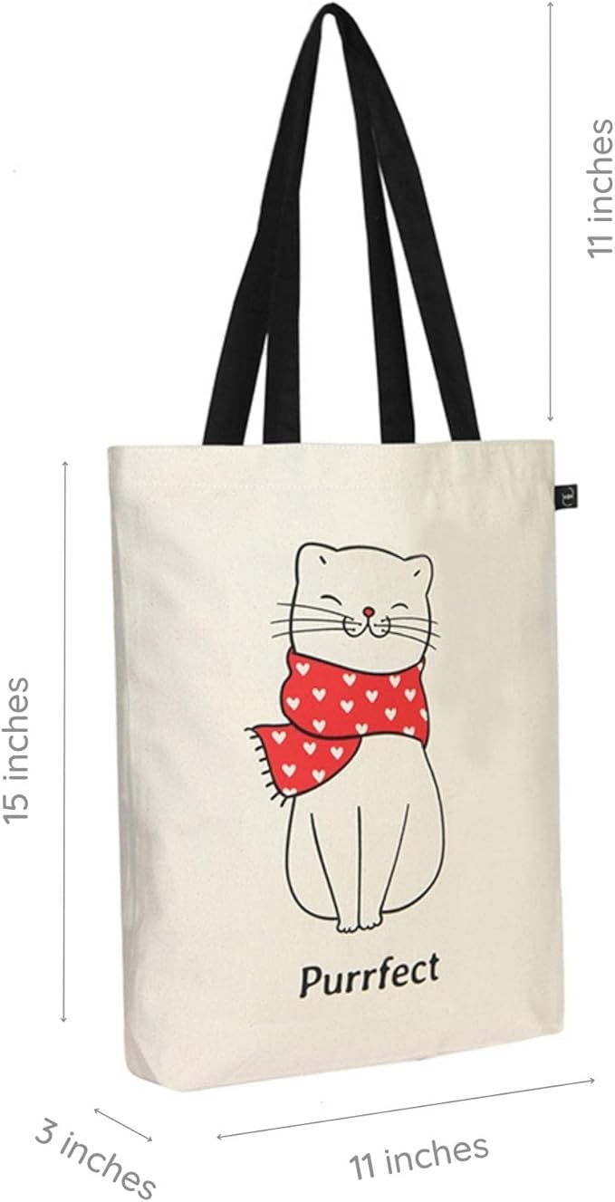 Ecoright Tote Bag for Women with Zipper, Small Tote Bag, Canvas Bag, Reusable Cotton Bag for Beach, Grocery, School & Work