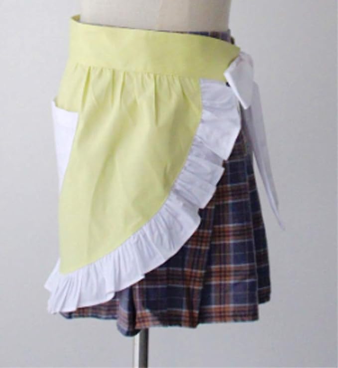 CRB Fashion Waist Apron Kitchen Cooking Restaurant Cotton Bistro Half Aprons with Pockets For Woman