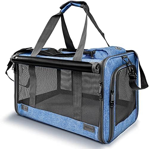 Pet Carrier for Large and Medium Cats, Soft-Sided Pet Carrier for Big Medium Cats and Puppy Dog Carriers Cat Carriers, Pet Privacy Protection Travel Carrier (Blue)